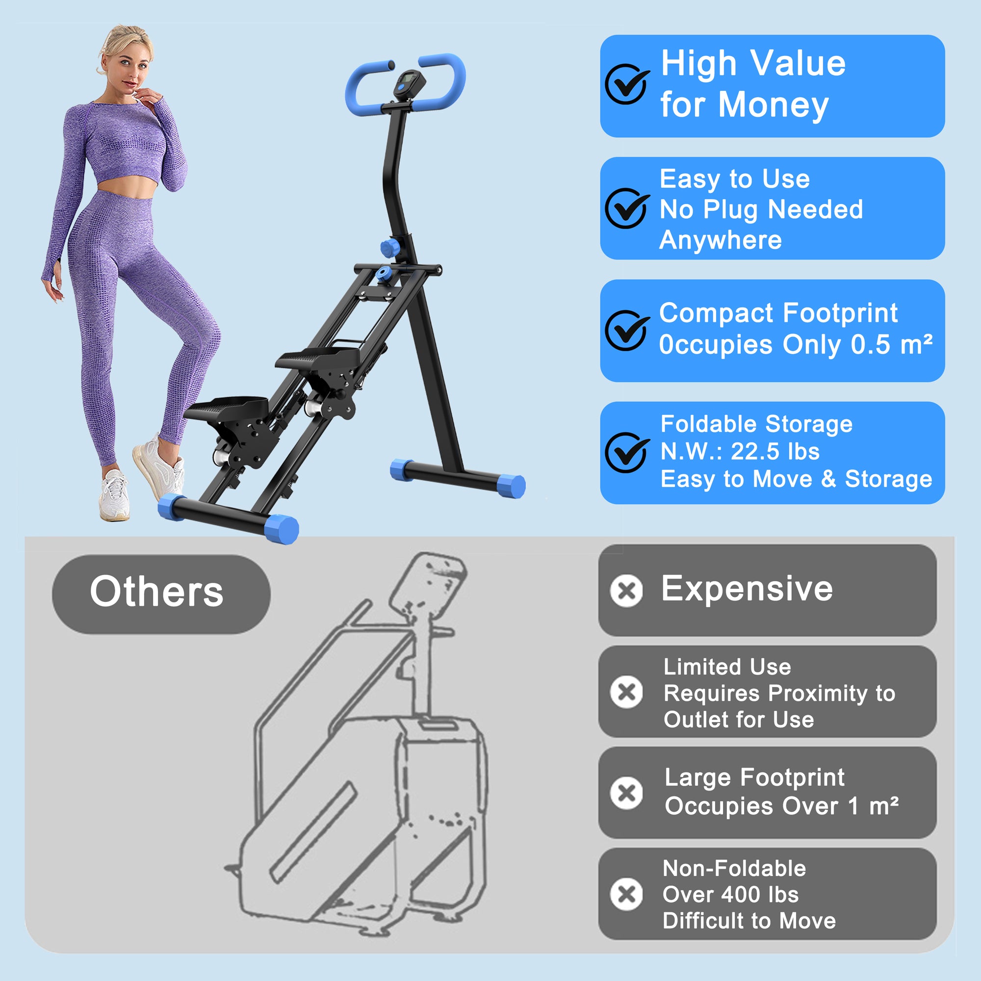 Folding Vertical Cardio Exercise Climber