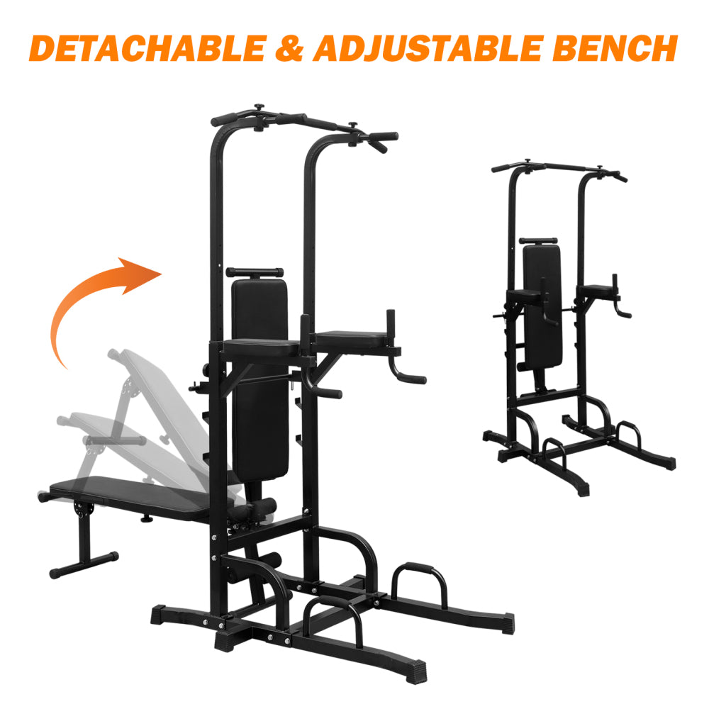 Power Tower Dip Station with Bench Pull Up Bar Stand