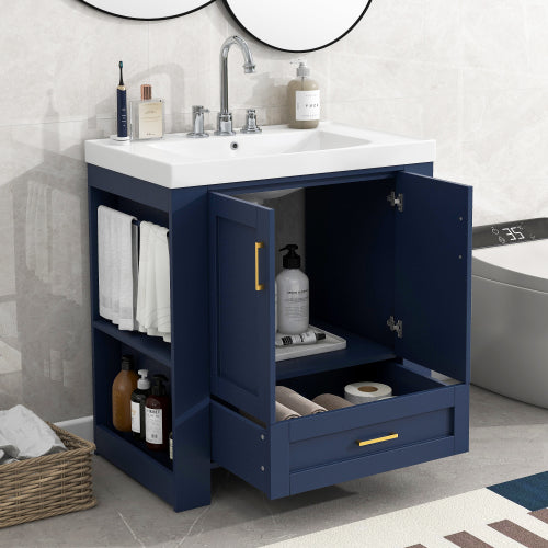 30 Freestanding Bathroom Vanity with with Double-sided Storage Shelf