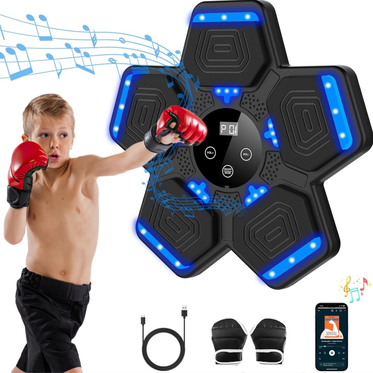 Smart Bluetooth Music Boxing Machine with Gloves