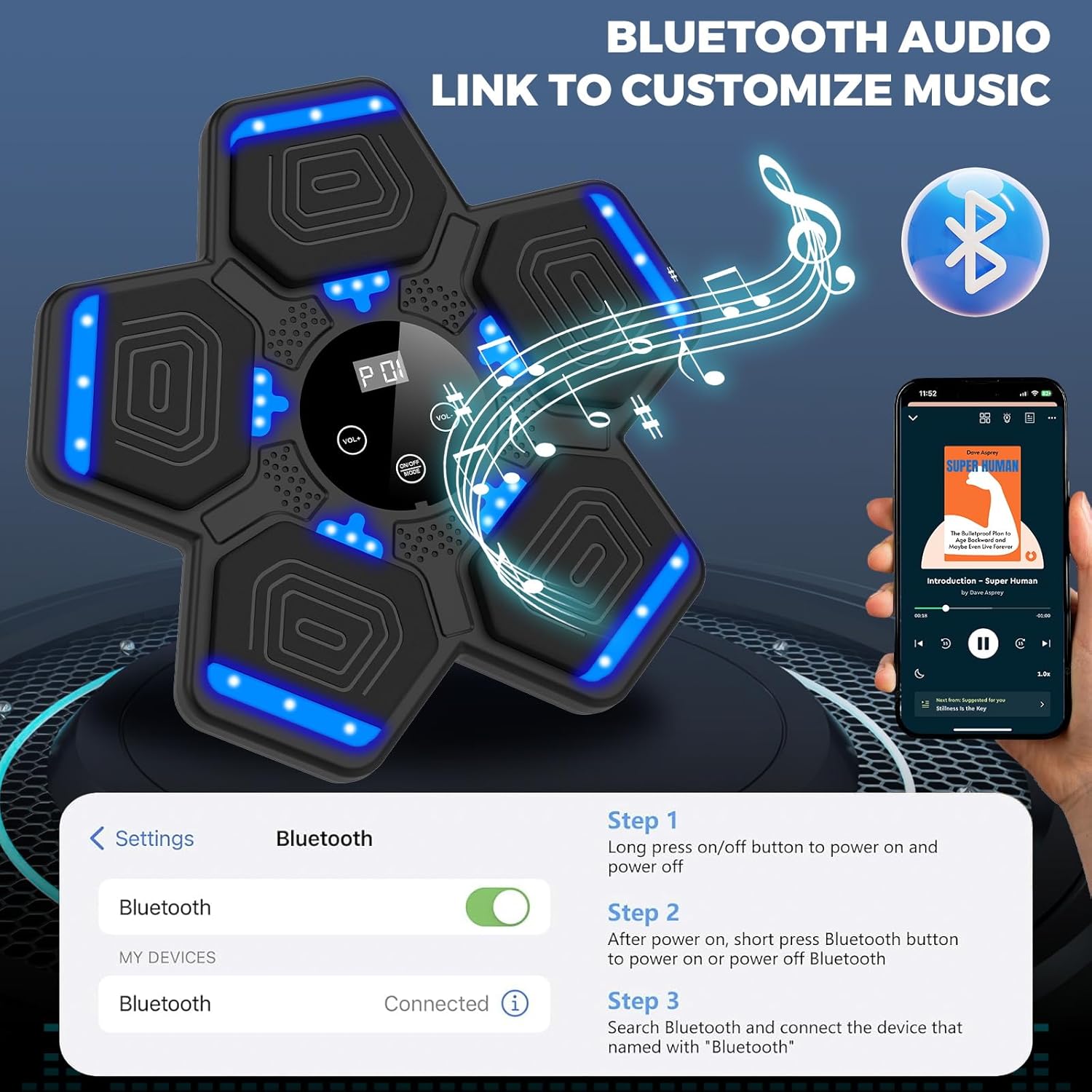 Smart Bluetooth Music Boxing Machine with Gloves