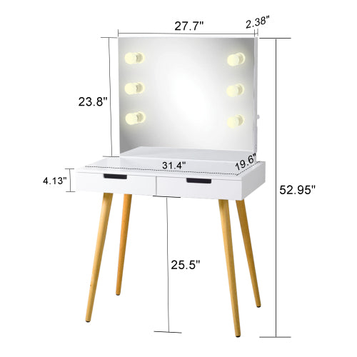 Wooden Vanity Table Makeup with LED Light