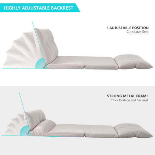 Adjustable Fabric Folding Chaise Lounge Sofa