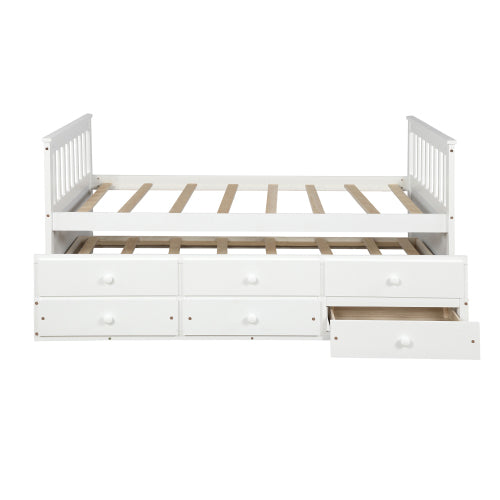 Captain's Bed Twin Daybed with Trundle Bed and Storage Drawers