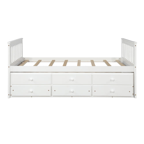 Captain's Bed Twin Daybed with Trundle Bed and Storage Drawers