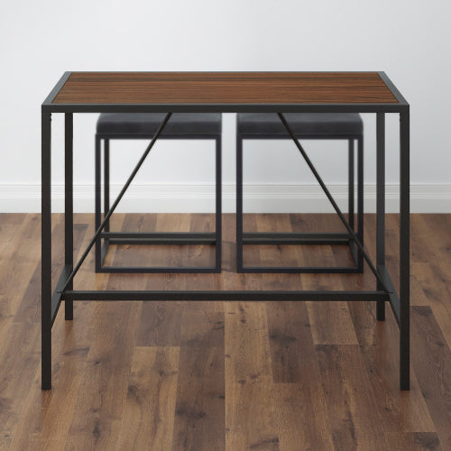 Indoor Walnut Metal Pub Dining Table with Metal Frame