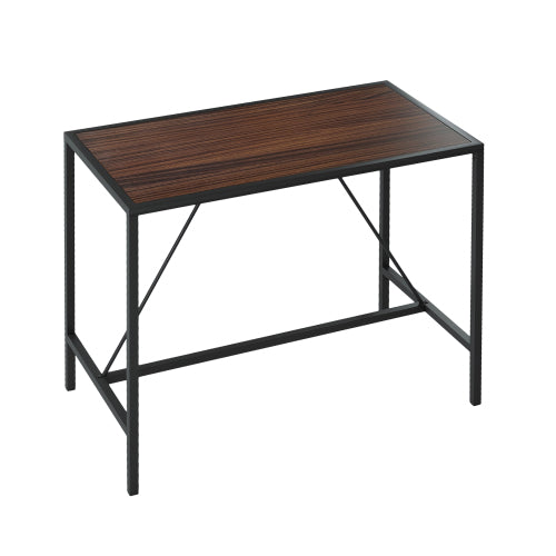 Indoor Walnut Metal Pub Dining Table with Metal Frame