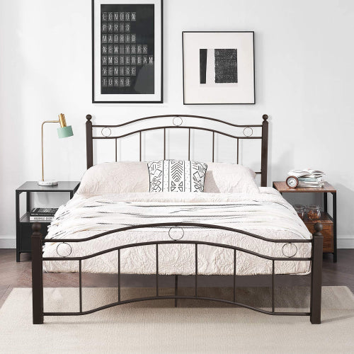 King Size Metal Bed Frame with Headboard and Footboard Bronze