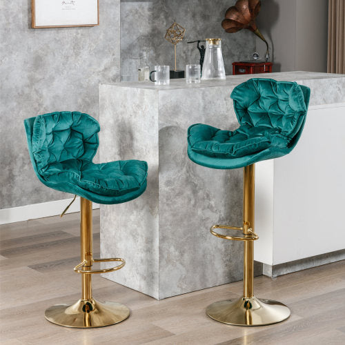 Adjustable Velvet Upholstered Modern Counter Height Bar Chairs（set of 2）