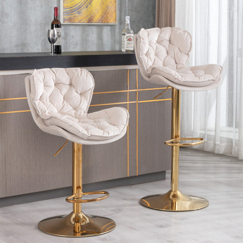 Adjustable Velvet Upholstered Modern Counter Height Bar Chairs（set of 2）