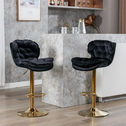 Adjustable Velvet Upholstered Modern Counter Height Bar Chairs（set of 2）