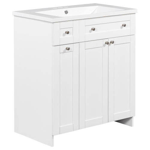 30" White Bathroom Vanity with Single Sink