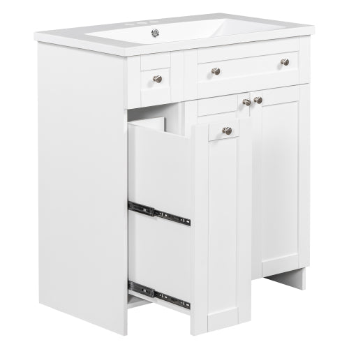 30" White Bathroom Vanity with Single Sink