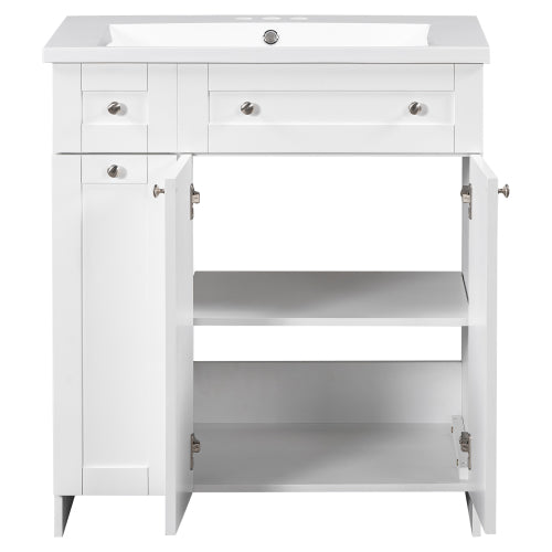 30" White Bathroom Vanity with Single Sink