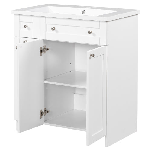 30" White Bathroom Vanity with Single Sink