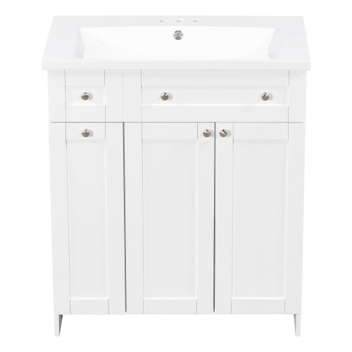 30" White Bathroom Vanity with Single Sink