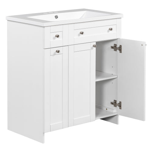 30" White Bathroom Vanity with Single Sink