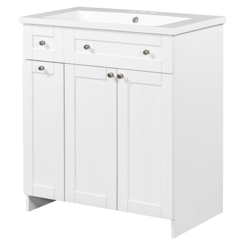 30" White Bathroom Vanity with Single Sink