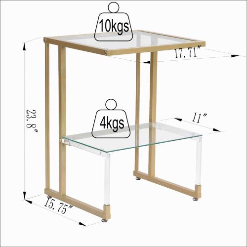 Olden Side Table 2-Tier Acrylic Glass End Table for Living