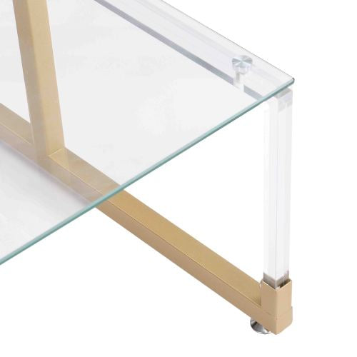 Olden Side Table 2-Tier Acrylic Glass End Table for Living