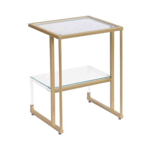 Olden Side Table 2-Tier Acrylic Glass End Table for Living