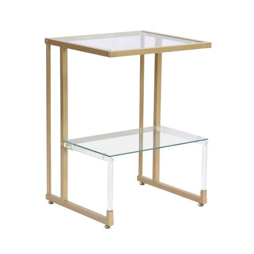 Olden Side Table 2-Tier Acrylic Glass End Table for Living