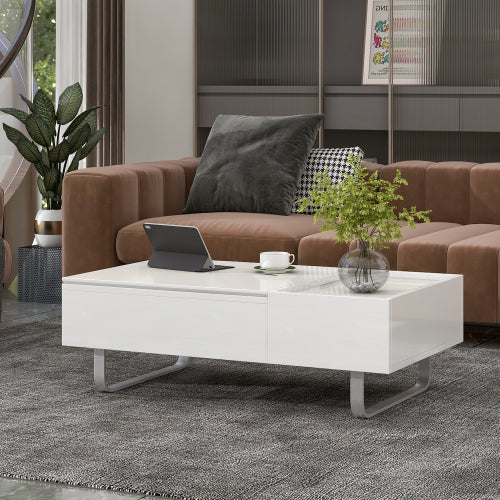 Multi-functional Coffee Table with Lifted Tabletop, White