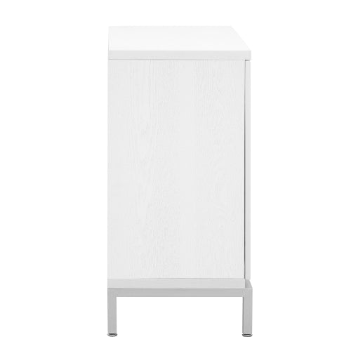 Simple Storage Cabinet with Solid Wood Veneer and Metal Leg Frame