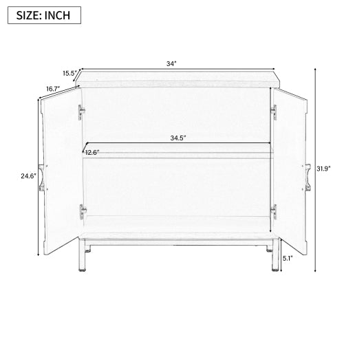 Simple Storage Cabinet with Solid Wood Veneer and Metal Leg Frame