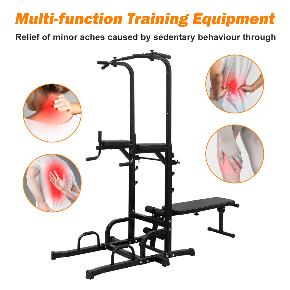 Power Tower Dip Station with Bench Pull Up Bar Stand