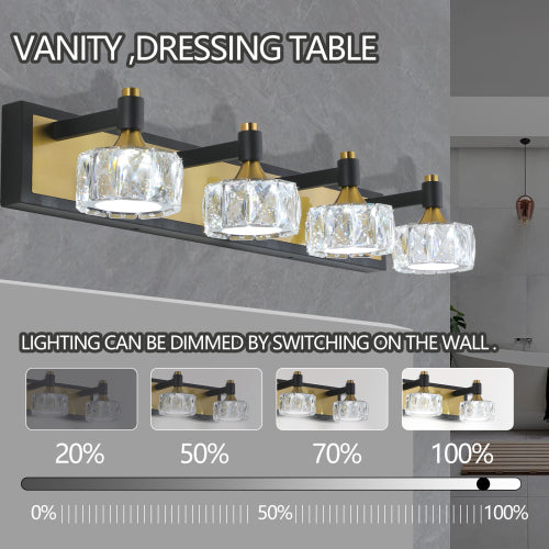 LED 4-Light Modern Crystal Bathroom Vanity Light