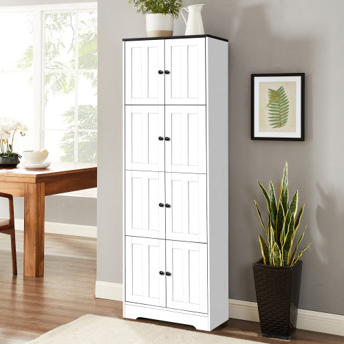 Tall Wall Storage Cabinet with 8 Doors and 4 Shelves