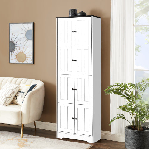 Tall Wall Storage Cabinet with 8 Doors and 4 Shelves