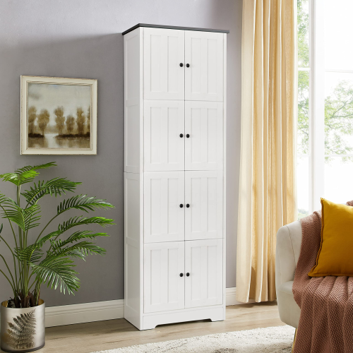 Tall Wall Storage Cabinet with 8 Doors and 4 Shelves