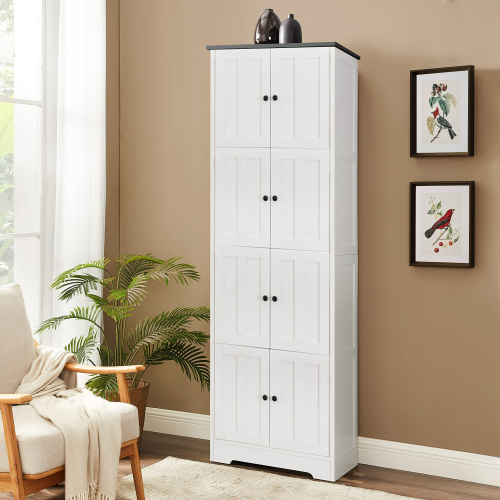 Tall Wall Storage Cabinet with 8 Doors and 4 Shelves