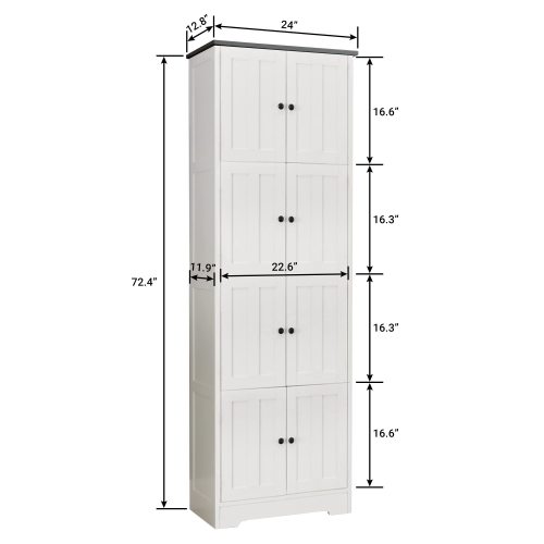 Tall Wall Storage Cabinet with 8 Doors and 4 Shelves