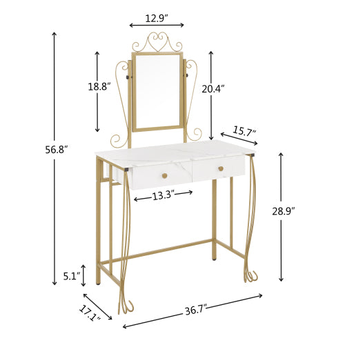 Vanity Mirror Table Set