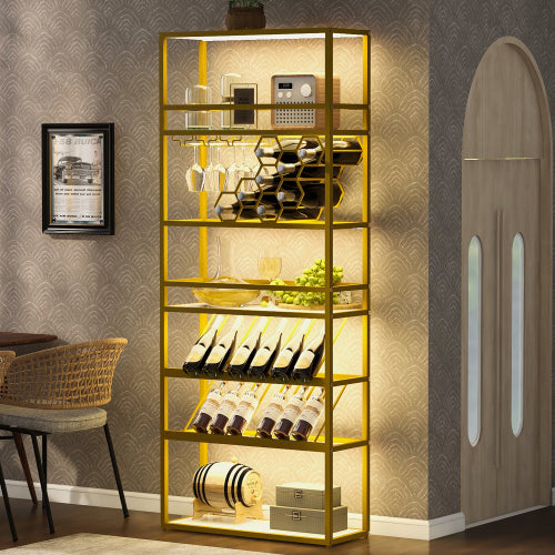 LED Tall Bar Cabinet Wine Rack