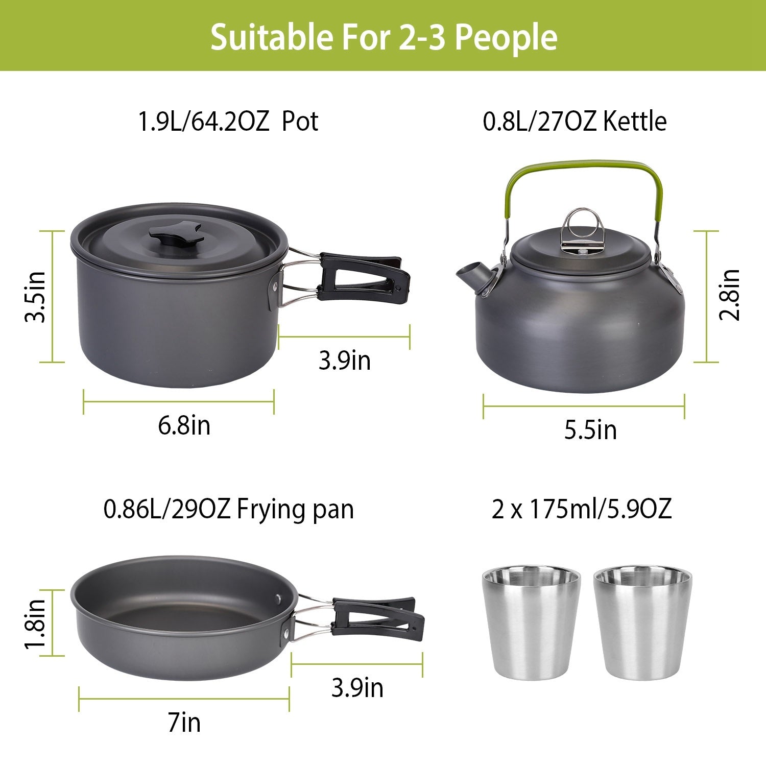 12Pcs Camping Cookware Stove Aluminum Pot Pans Set