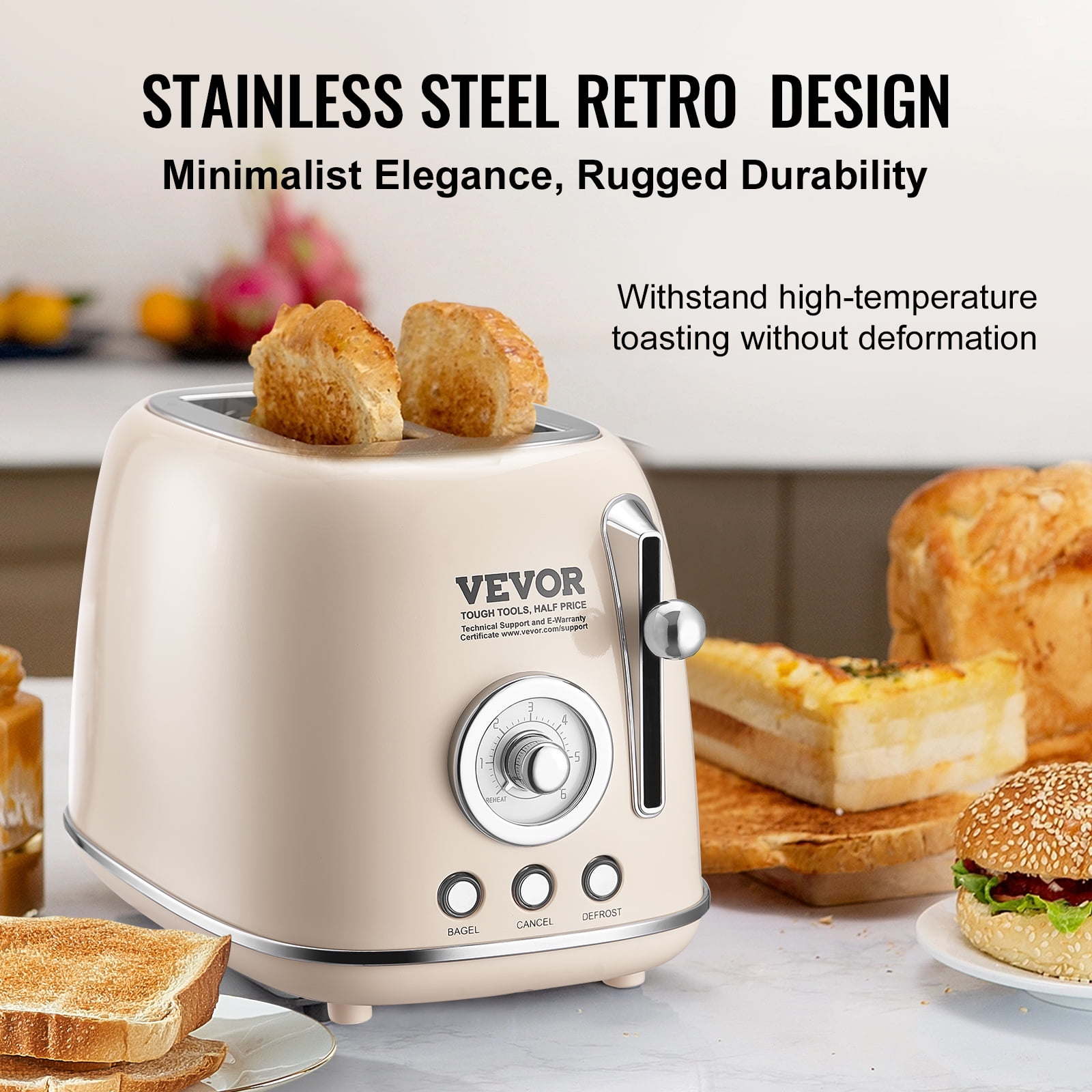 2 Slice Stainless Steel Toaster Cancel Defrost