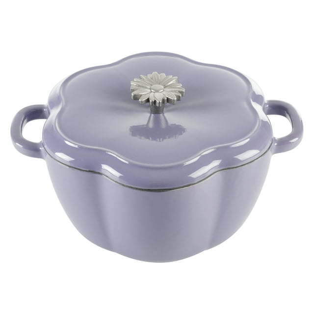 Floral Shaped Enamel Cast Iron 3-Quart Dutch Oven