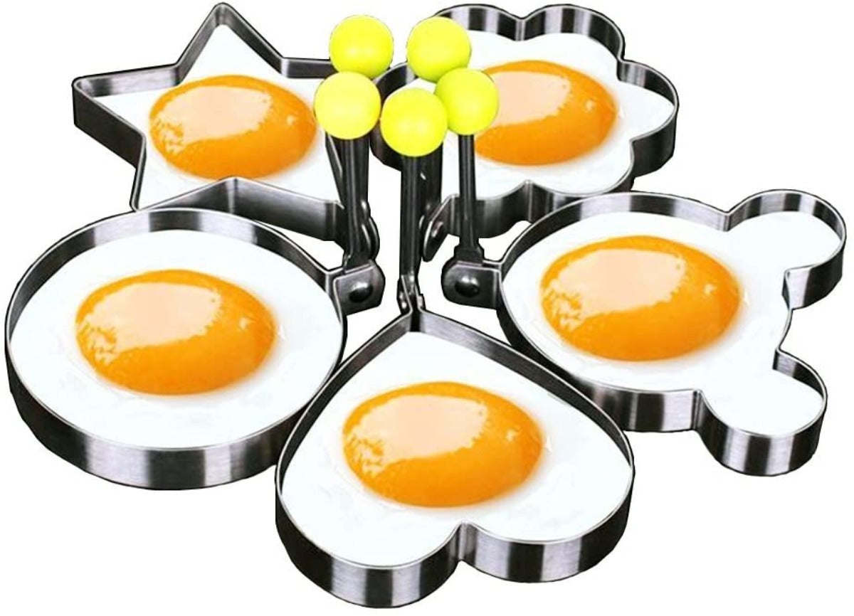 Stainless Steel 5 pc Egg and Pancake Mold Set