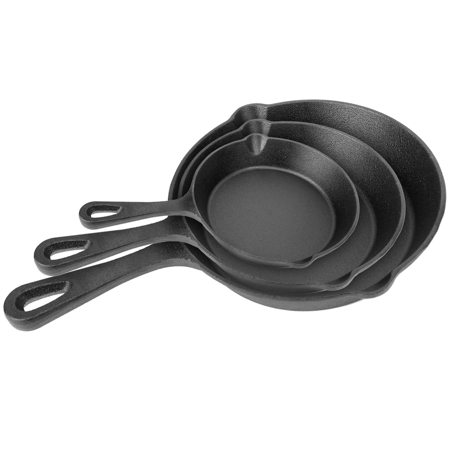 3Pcs Pre-Seasoned Cast Iron Skillet Set