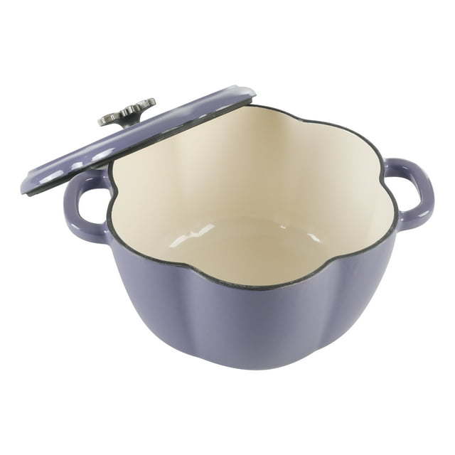 Floral Shaped Enamel Cast Iron 3-Quart Dutch Oven