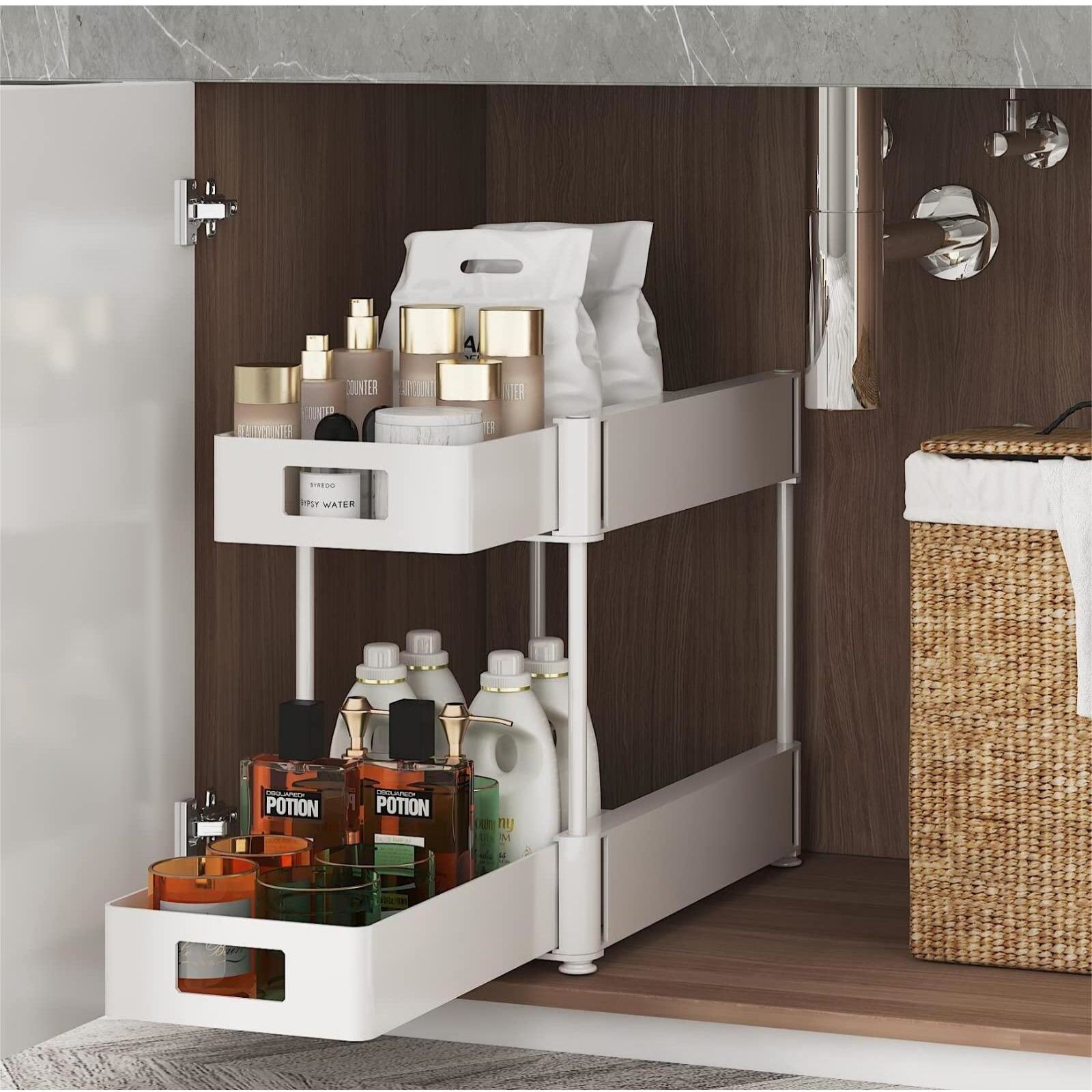 2-layer drawer cabinet storage unit