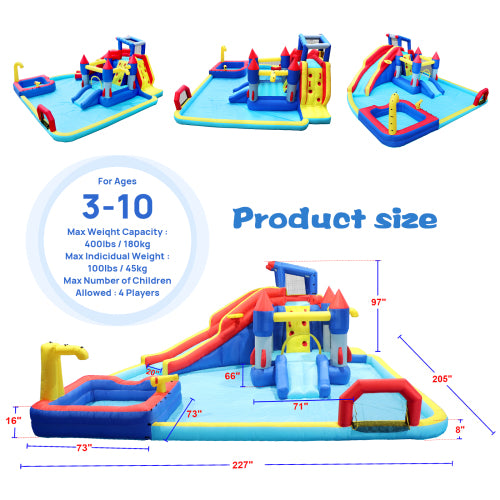 10 in 1 Inflatable Slide Water Park Bouncing House Garden