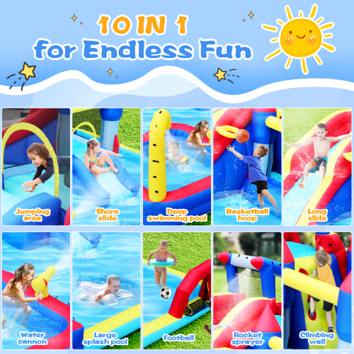 10 in 1 Inflatable Slide Water Park Bouncing House Garden