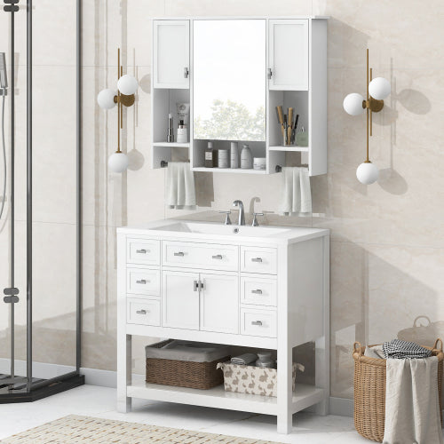 36''Modern Bathroom Mirror Cabinet Vanity